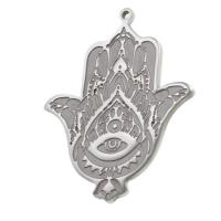 Edelstahl Schmuck Anhänger, Hamsa, originale Farbe, 40x32x1mm, verkauft von PC