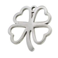 Rozsdamentes acél Ékszerek Medálok, Stainless Steel, Four Leaf Clover, az eredeti szín, 25x24x1mm, Által értékesített PC