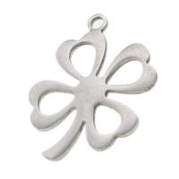 Rozsdamentes acél Ékszerek Medálok, Stainless Steel, Four Leaf Clover, az eredeti szín, 23x18x1mm, Által értékesített PC