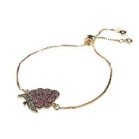 Terningformet Zirkon Micro Pave Messing armbånd, Grape, forgyldt, Justerbar & mode smykker & Micro Pave cubic zirconia & for kvinde, flere farver til valg, nikkel, bly & cadmium fri, 220mm, Solgt af PC