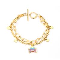 Roestvrij staal armbanden, Auto, gold plated, voor vrouw, Lengte 7.09 inch, Verkocht door PC