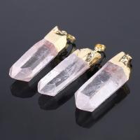 Natuurlijke Quartz Hangers, Messing, met Bergkristal, gold plated, verschillende stijlen voor de keuze & voor vrouw, nikkel, lood en cadmium vrij, 55x16x14mm, Lengte 17.72 inch, Verkocht door PC