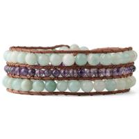 Gemstone Armbånd, Zinc Alloy, med Grøn aventurin & Ametyst, antik messing farve forgyldt, Unisex, nikkel, bly & cadmium fri, Solgt Per 8.27 inch Strand