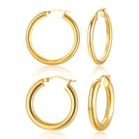 Mens Stainless Steel Hoop orecchino, acciaio inox, placcato color oro, formato differente per scelta & per la donna, Venduto da coppia