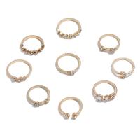 Zinklegering Ring Set, Zinc Alloy, plated, negen stuks & mode sieraden & voor vrouw & met strass, Verkocht door Stel