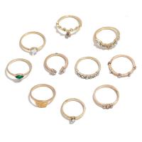 Zinc Alloy Ring Set plated 10 pieces & fashion jewelry & for woman & with rhinestone Sold By Set