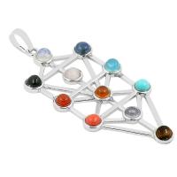 Edelsteen Hangers Sieraden, Zinc Alloy, met Edelsteen, platinum plated, voor vrouw, nikkel, lood en cadmium vrij, 56x26x4mm, Verkocht door PC