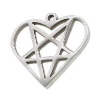 Acier inoxydable Coeur Pendentifs, avec motif d'étoile, couleur originale, 19x17x1mm, Vendu par PC