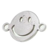 Rustfrit stål Connector, Stainless Steel, smilende ansigt, oprindelige farve, 18x12x1mm, Solgt af PC