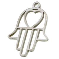 Roestvrij stalen sieraden Hangers, Roestvrij staal, Hand, met hart patroon, oorspronkelijke kleur, 12x21x1mm, Verkocht door PC