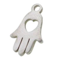 Roestvrij stalen sieraden Hangers, Roestvrij staal, Hand, met hart patroon, oorspronkelijke kleur, 28x20x1mm, Verkocht door PC