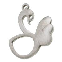 Rustfrit stål Animal Pendler, Stainless Steel, Swan, oprindelige farve, 25x20x1mm, Solgt af PC