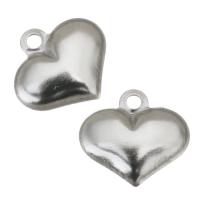 Acciaio inossidabile Cuore Ciondoli, acciaio inox, DIY, colore originale, 9.5x8.5x1.5mm, Foro:Appross. 1mm, Venduto da PC