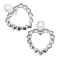 Acciaio inossidabile Cuore Ciondoli, acciaio inox, DIY, colore originale, 10x12.5x0.5mm, Foro:Appross. 1mm, Venduto da PC