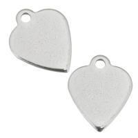 Roestvrijstaal Hart Hangers, Roestvrij staal, DIY, oorspronkelijke kleur, 12x15x1mm, Gat:Ca 1.5mm, Verkocht door PC