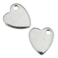 Roestvrijstaal Hart Hangers, Roestvrij staal, DIY, oorspronkelijke kleur, 9x10x1.5mm, Gat:Ca 1.5mm, Verkocht door PC