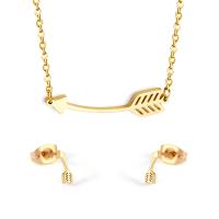 Roestvrij staal sieraden sets, Stud Oorbel & halsketting, gold plated, voor vrouw, Lengte 17.72 inch, Verkocht door Stel