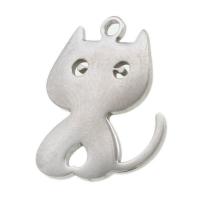 Rustfrit stål Animal Pendler, Stainless Steel, Cat, oprindelige farve, 16x16x1mm, Solgt af PC