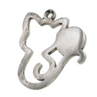 Rustfrit stål Animal Pendler, Stainless Steel, Cat, oprindelige farve, 14x10x1mm, Solgt af PC