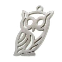 Rustfrit stål Animal Pendler, Stainless Steel, Owl, oprindelige farve, 27x18x1mm, Solgt af PC