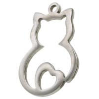 Acciaio inossidabile Animal Ciondoli, acciaio inox, Gatto, colore originale, 17x25x1mm, Venduto da PC