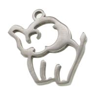 Rustfrit stål Animal Pendler, Stainless Steel, Elephant, oprindelige farve, 18x25x1mm, Solgt af PC