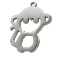 Rustfrit stål Animal Pendler, Stainless Steel, Monkey, oprindelige farve, 20x14x1mm, Solgt af PC