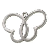 Rustfrit stål Animal Pendler, Stainless Steel, Butterfly, oprindelige farve, 24x28x1mm, Solgt af PC