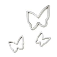 Roestvrij staal Animal Hangers, Vlinder, geen gat, oorspronkelijke kleur, 18x25x1mm, Verkocht door PC