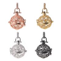 Bola boule pendentif, laiton, coeur, Placage, pavé de micro zircon & pour femme & creux, plus de couleurs à choisir, protéger l'environnement, sans nickel, plomb et cadmium, 28x30mm, Vendu par PC