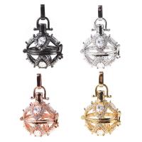 Bola boule pendentif, laiton, Placage, pavé de micro zircon & pour femme & creux, plus de couleurs à choisir, protéger l'environnement, sans nickel, plomb et cadmium, 22x29mm, Vendu par PC