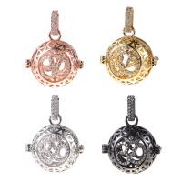 Bola boule pendentif, laiton, Placage, pavé de micro zircon & pour femme & creux, plus de couleurs à choisir, protéger l'environnement, sans nickel, plomb et cadmium, 25x25mm, Vendu par PC