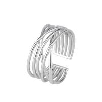 Argent sterling 925 Cuff Bague, Plaqué de platine, réglable & pour femme & creux, 10mm, Taille:6-8, Vendu par PC