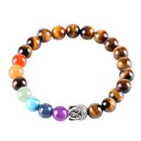 Gemstone Bracelets Zinc Alloy with Jade & Lapis Lazuli & Tiger Eye & Green Aventurine & Red Agate & Amethyst antique silver color plated Unisex nickel lead & cadmium free 8mm Sold Per 7.76 Inch Strand