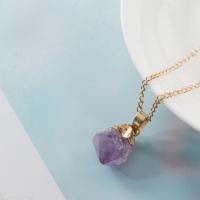 Amethyst Pendant with Brass irregular plated DIY & Unisex purple 35-55mmuff0c13-25mm Sold By PC