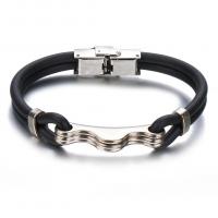 Stainless Steel Armbånd, med Silicone, forgyldt, for mennesket, blandede farver, Længde 21 cm, Solgt af PC