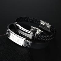 Zinc Alloy Armband, met Leer, voor de mens, gemengde kleuren, Lengte 22 cm, Verkocht door PC