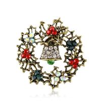 Zinc Alloy Brocher, Flower, Juledesign & Unisex & med rhinestone, blandede farver, 41x41mm, Solgt af PC