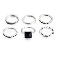 Zink legering Ring Sæt, Zinc Alloy, fingerring, 6 stykker & Unisex, blandede farver, 16mm, Solgt af PC