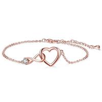 Pulseras de latón, metal, con 1.18inch extender cadena, Corazón, chapado, cadena oval & para mujer & con diamantes de imitación & hueco, más colores para la opción, libre de níquel, plomo & cadmio, Vendido para aproximado 6.3 Inch Sarta