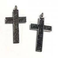 Roestvrij staal Cross Hangers, Oversteken, micro pave zirconia, meer kleuren voor de keuze, 30.05x54.96x2.82mm, Gat:Ca 5.03mm, Verkocht door PC