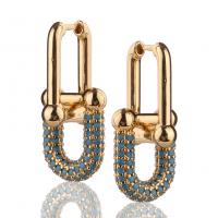 Huggie hoepel Drop Earrings, Messing, gold plated, micro pave zirconia & voor vrouw, meer kleuren voor de keuze, 12x26mm, Verkocht door pair