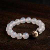 Bracelet de bijou en agate , agate blanche, avec Blanc Bodhi racine & noix de coco, unisexe & normes différentes pour le choix, Vendu par brin