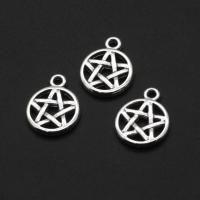 Sinc Alloy Pendants, Babhta, le patrún réalta, dath bunaidh, 14mm, 1000ríomhairí pearsanta/Mála, Díolta De réir Mála