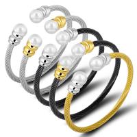 acier inoxydable bracelet manchette, avec perle de plastique, Placage, bijoux de mode & pour femme, plus de couleurs à choisir, protéger l'environnement, sans nickel, plomb et cadmium, Vendu par PC