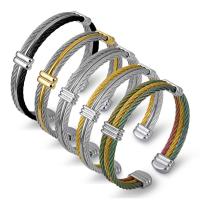 acier inoxydable bracelet manchette, Placage, bijoux de mode & motif tissé & pour homme, plus de couleurs à choisir, protéger l'environnement, sans nickel, plomb et cadmium, Vendu par PC