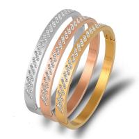 Rozsdamentes acél bangle, Stainless Steel, galvanizált, divat ékszerek & strasszos, több színt a választás, Által értékesített PC