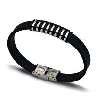 Roestvrij staal Armband, met Silicone, plated, Verstelbare & voor de mens, gemengde kleuren, Lengte 20.5 cm, Verkocht door PC