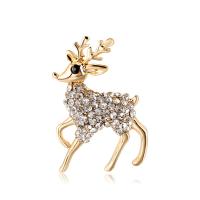 Rhinestone Broche, Zinc Alloy, Deer, for kvinde & med rhinestone, blandede farver, 39x32mm, Solgt af PC