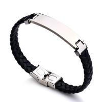 PU Cord Armbånd, Stainless Steel, med PU, forgyldt, Justerbar & Unisex, blandede farver, 210x10mm, Solgt af PC